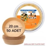 NM Store® 50 Adet 20 cm Air Fryer Pişirme Kağıdı Tek Kullanımlık Yağ Geçirmez Yuvarlak Tabak Model PVC
