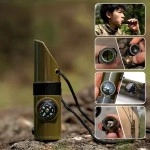 NM Store® 7si 1arada Acil Durum Düdüğü,El Feneri, Termometre,Pusula,Büyüteç,Depolama Bölmeli Kampçı Düdüğü