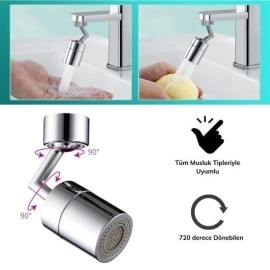 NM Store®  720 Derece Dönebilen 4 Filtreli Tüm Musluk Tipleri İle Uyumlu Montaj Aparatlı Musluk Başlık