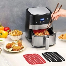 NM Store® Renkli Isıya Dayanıklı Yıkanılabilir Silikon Fırın Ve Airfryer Kare Pişirme Matı 21,5 Cm