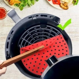 NM Store® Renkli Isıya Dayanıklı Yıkanılabilir Silikon Fırın Ve Airfryer Yuvarlak Pişirme Matı 23 Cm