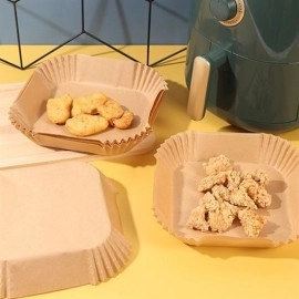 NM Store® 50 Adet Air Fryer Pişirme Kağıdı Tek Kullanımlık Yağ Geçirmez Yapışmaz Kare Tabak Model PVC