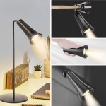 Siyah 4'ü 1 Arada Manyetik LED Lamba Şarjlı Masaüstü El Feneri Mandallı Klipsli Duvar Lambası