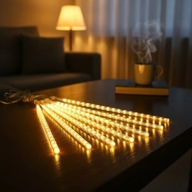 10’lu 45 cm Plastik Meteor LED USB Ağaç Işığı Sarı Renk 2 m Kablo Asmalı Bahçe Aydınlatması