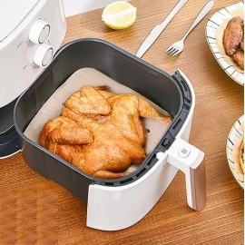 NM Store® 250 Adet Air Fryer Pişirme Kağıdı Tek Kullanımlık Hava Fritöz Yağ Geçirmez Yapışmaz Gıda Pişirme Kağıdı Delikli Kare Model