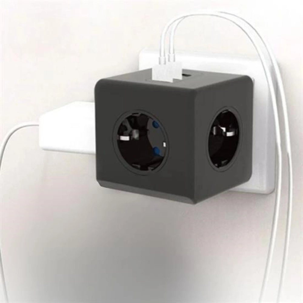 NM Store® Isıya Dayanıklı Termal Akım Korumalı ve Çocuk Korumalı 3 Priz Girişli 3 USB Girişli Küp Priz