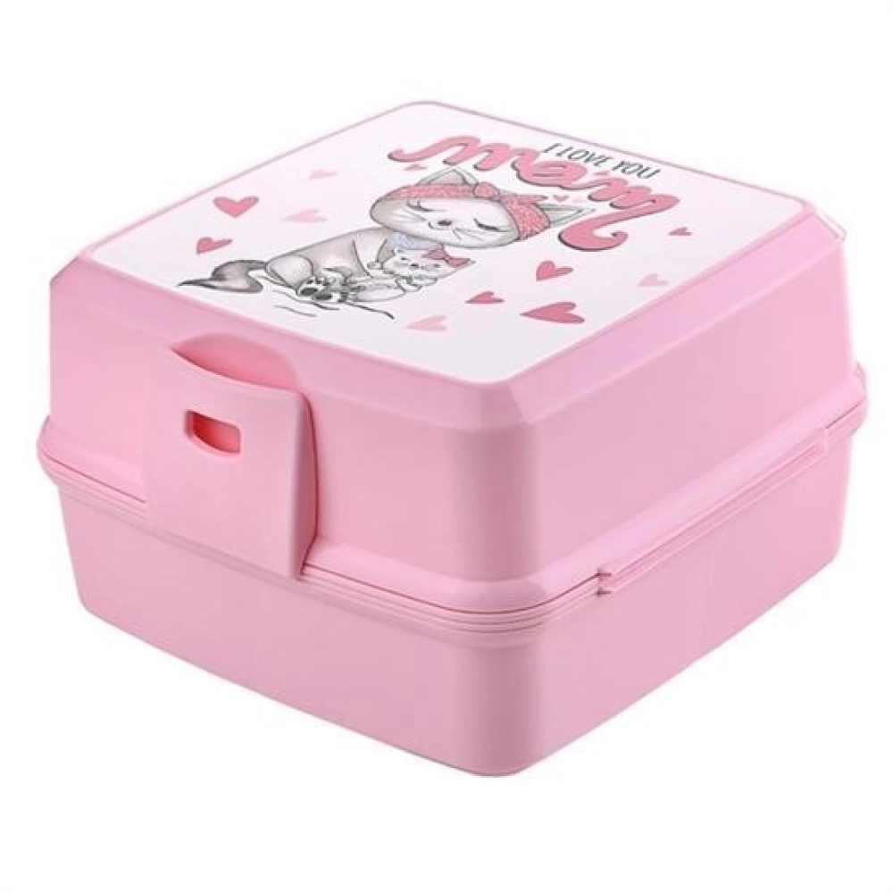 NM Store® Kendiliğinden Kaşık Çatallı Beslenme Kutusu 4 Bölmeli Çocuk Beslenme Kabı Saklama Kutusu