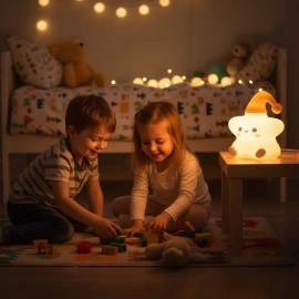 Yıldız Figürlü Pofuduk LED Gece Lambası – Yumuşak Dokulu Masaüstü Aydınlatma, Çocuk Odası ve Dekoratif Şarjlı Ortam Işığı