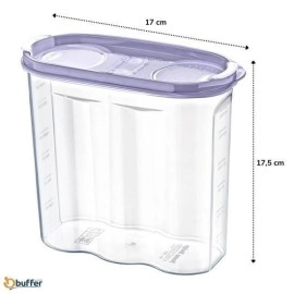 NM Store® 2 Kapaklı Ölçekli Erzak Kuru Gıda Saklama Kutusu Kabı - 1,7 Litre - SA935