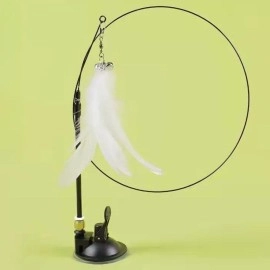 NM Store® Vantuzlu Tüylü Zilli Olta Kedi Oyuncağı 2 Oltalı