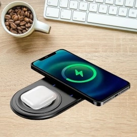 NM Store® 2si 1arada Kablosuz Saat,Kulaklık ve Telefon Hızlı Şarj Etme Aparatı
