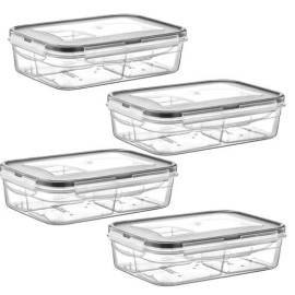 NM Store® 4 Bölmeli Sızdırmaz Contalı Kilitli Kapaklı 1 Litre Erzak Saklama Kabı -LC520