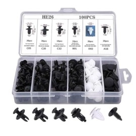 100 Parça Plastik Bağlantı Elemanları Seti Oto Kap..