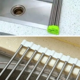 NM Store® Evye Üstü Katlanır Nihale Paslanmaz Çelik Pratik Sebze Meyve Bulaşık Kurutma Süzgeci