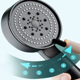 NM Store® 5 Fonksiyonlu Yüksek Basınçlı Ayarlanabilir Siyah Duş Başlığı