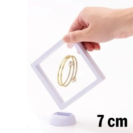 NM Store® 7x7 cm Standlı 3D Takı Ziynet Hatıra Koleksiyon Saklama Kutusu Şeffaf Film Çerçevesi