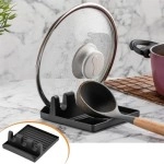 NM Store® Tencere Kapak Tutuculu Kaşıklıklı Tencere Kapak Standı Pratik Kaşık Kepçe Altlık Düzenleyici