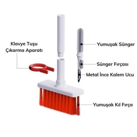 NM Store® Çok Amaçlı Kırmızı Hassas Fırça Başlıklı  Bilgisayar Laptop Temizleme Fırçası