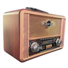NM Store® Retro, Nostaljik, Ahşap Tasarım Bluetooth Hoparlörlü, Şarjlı, Taşınabilir Otantik Tasarımlı FM/AM Destekli Radyo NS8098