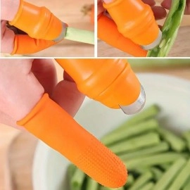 NM Store® 5 Parça Pratik Parmak Koruyucu 1 Parça Baş Parmak Bıçaklı Eldiven Sebze Meyve Soyucu Kesme Ayıklayıcı Silikon Set