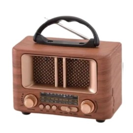 NM Store® Küçük Mini Boy Retro Ahşap Tasarım Bluetooth Hoparlörlü Radyo – FM/AM Destekli, Şarjlı ve Taşınabilir Radyo NS-8108