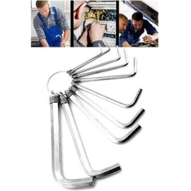 9 Parça Çelik Alyan Seti Kısa Düz Köşe Alyan Anaht..