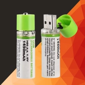 NM Store® USB Şarjlı 1450mAh AA 1.2V Lityum Kalem Pil – 2’li Set, Tekrar Şarj Edilebilir Uzun Ömürlü Dönüştürülebilir Batarya