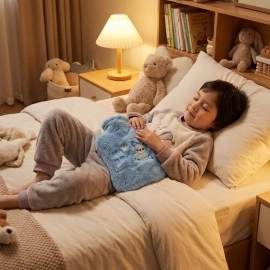 Mutlu Robot Hayvan Figürlü Gri Peluş Sıcak Su Torbası 1 Lt – Yumuşak Kılıf, Uzun Süre Sıcak Tutan Termal Su Torbası