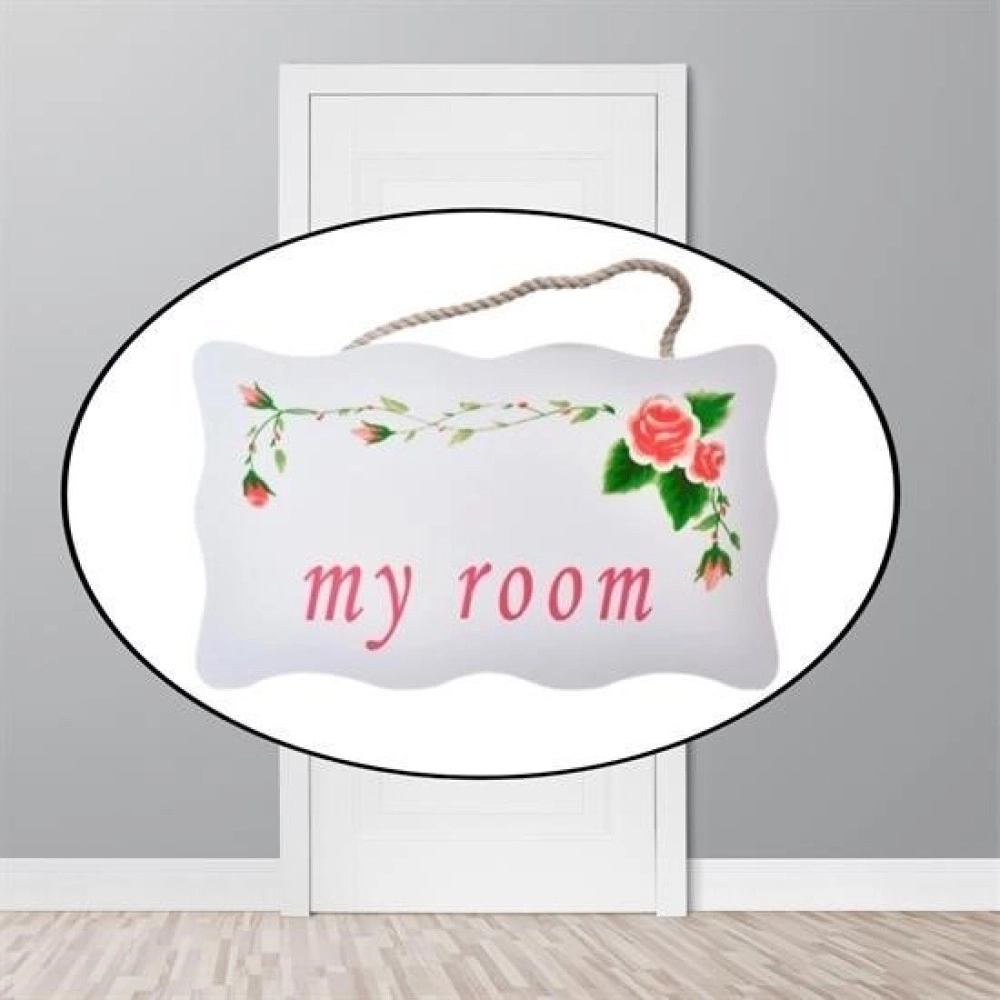 NM Store® Decotown My Room Benim Odam Dekoratif Çiçek Desenli Kapı Askısı