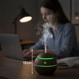 Küre Model Akasya Renk Hava Nemlendirici – Ultrasonik Soğuk Buhar Makinesi, LED Işıklı Masaüstü Oda Nemlendirici