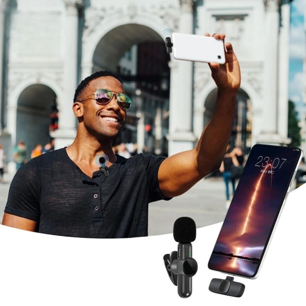 NM Store® Type C Uyumlu İphone Dönüştürücülü Kablosuz Yaka Mikrofonu Android ve İphone Uyumlu Mini Mikrofon