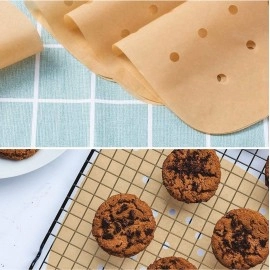 NM Store® 250 Adet Air Fryer Pişirme Kağıdı Tek Kullanımlık Hava Fritöz Yağ Geçirmez Yapışmaz Gıda Pişirme Kağıdı Delikli Kare Model