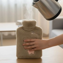 Papyonlu Ayıcıklı Kahverengi Figürlü Peluş Sıcak Su Torbası 1 Lt – Yumuşak Kılıf, Uzun Süre Sıcak Tutan Termal Su Torbası