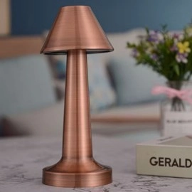 NM Store® Çatı Model Bronz Renk Şarjlı Dokunmatik 3 Renkli LED Masa Lambası