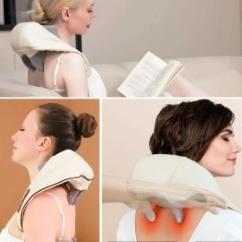 NM Store® Elektrikli Boyun ve Sırt Masaj Aleti Kablosuz Boyun ve Omuz Yoğurma Masaj Yastığı