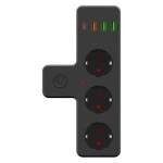 Akım Korumalı 3 Soketli Priz 3 USB ve 1 Type-C Girişli 20W Hızlı Şarjlı Grup Priz Hub