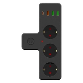 Akım Korumalı 3 Soketli Priz 3 USB ve 1 Type-C Gir..