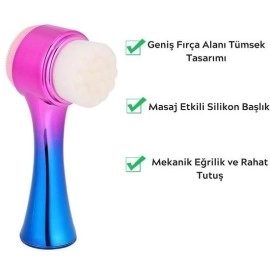 NM Store® Çift İşlevli Renkli Cilt Yüz Temizleme Fırçası Peeling Masaj Etkili Gözenek Temizleyici Alet