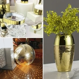 NM Store®1 Metre Uzunluğunda Gold Renk Aynalı Mozaik Taşlı Dekor Bandı 4 cm x 1 mt