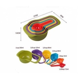 NM Store® Pratik Ölçü Kaşığı Kabı 5li Şeker Baharat Sıvı Ölçer Aparat