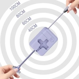 NM Store® Cep Tipi Telefon Tutuculu Makaralı Uzayıp Kısalabilen 3'ü 1 Arada USB Şarj Kablosu