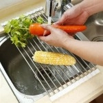 NM Store® Evye Üstü Katlanır Nihale Paslanmaz Çelik Pratik Sebze Meyve Bulaşık Kurutma Süzgeci