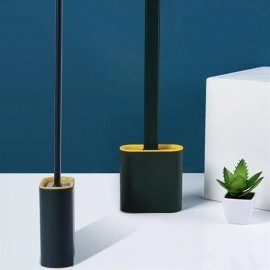 NM Store® Duvara Monte Edilebilir Kapaklı Askılı Klozet Yumuşak Silikon Başlıklı Tuvalet Fırçası Seti