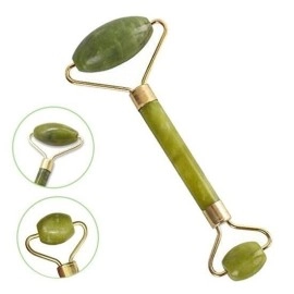 NM Store® Özel Süngerli Kutusunda Kırılmaz Çift Taraflı 2li Cilt Yüz Masaj Aleti Jade Roller Yeşim Taş