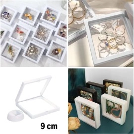 NM Store® 9x9 cm Standlı 3D Takı Ziynet Hatıra Koleksiyon Saklama Kutusu Şeffaf Film Çerçevesi