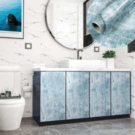 NM Store® Mermer Desenli Masa Tezgah Mutfak Su Geçirmez Yapışkanlı Folyo Sticker Mavi 5x0,6m