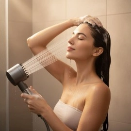 NM Store® 3 Kademeli Turbo Basınçlı Masaj Başlıklı Silikon Fırçalı Duş Başlığı – Yüksek Basınçlı Su Tasarruflu Duş Başlığı