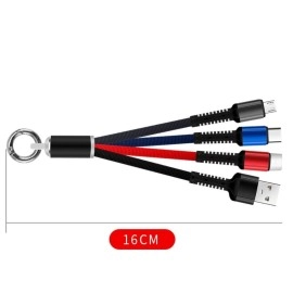 NM Store® Işıklı Anahtarlık Model 3 in 1 USB Çıkışlı MİKRO,TYPE-C ve İphone Uyumlu Şarj Kablosu