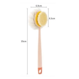 NM Store®  2'si 1 Arada Çift Taraflı Uzun Saplı Fırçalı Banyo Vücut Sırt Fırçası Banyo Lifi