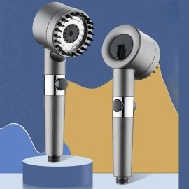 NM Store® 3 Kademeli Turbo Basınçlı Masaj Başlıklı Silikon Fırçalı Duş Başlığı – Yüksek Basınçlı Su Tasarruflu Duş Başlığı